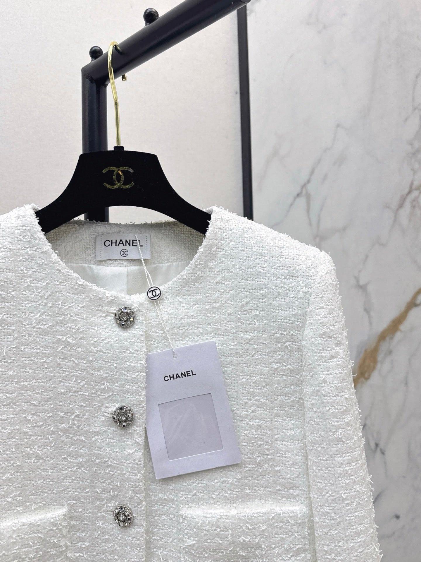 25fw Woven woolen tweed long sleeved jacket