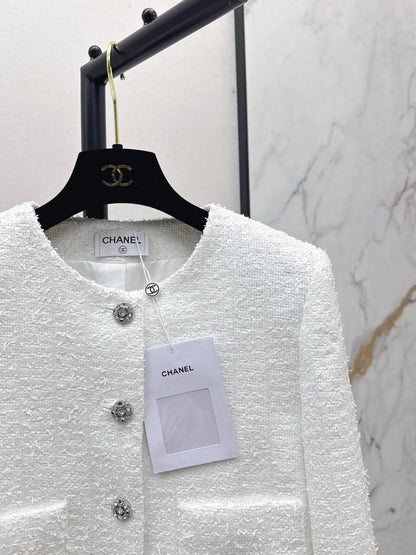 25fw Woven woolen tweed long sleeved jacket