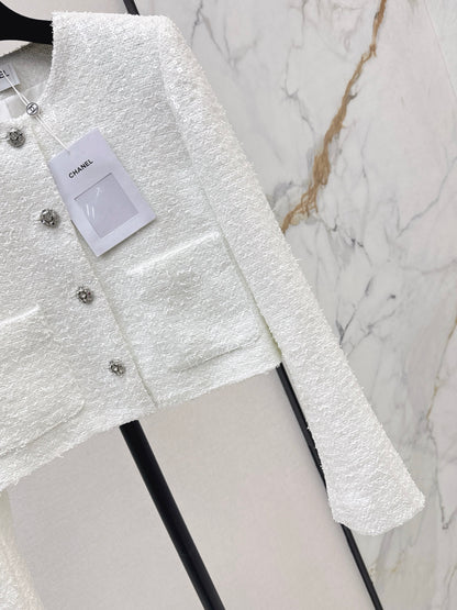 25fw Woven woolen tweed long sleeved jacket