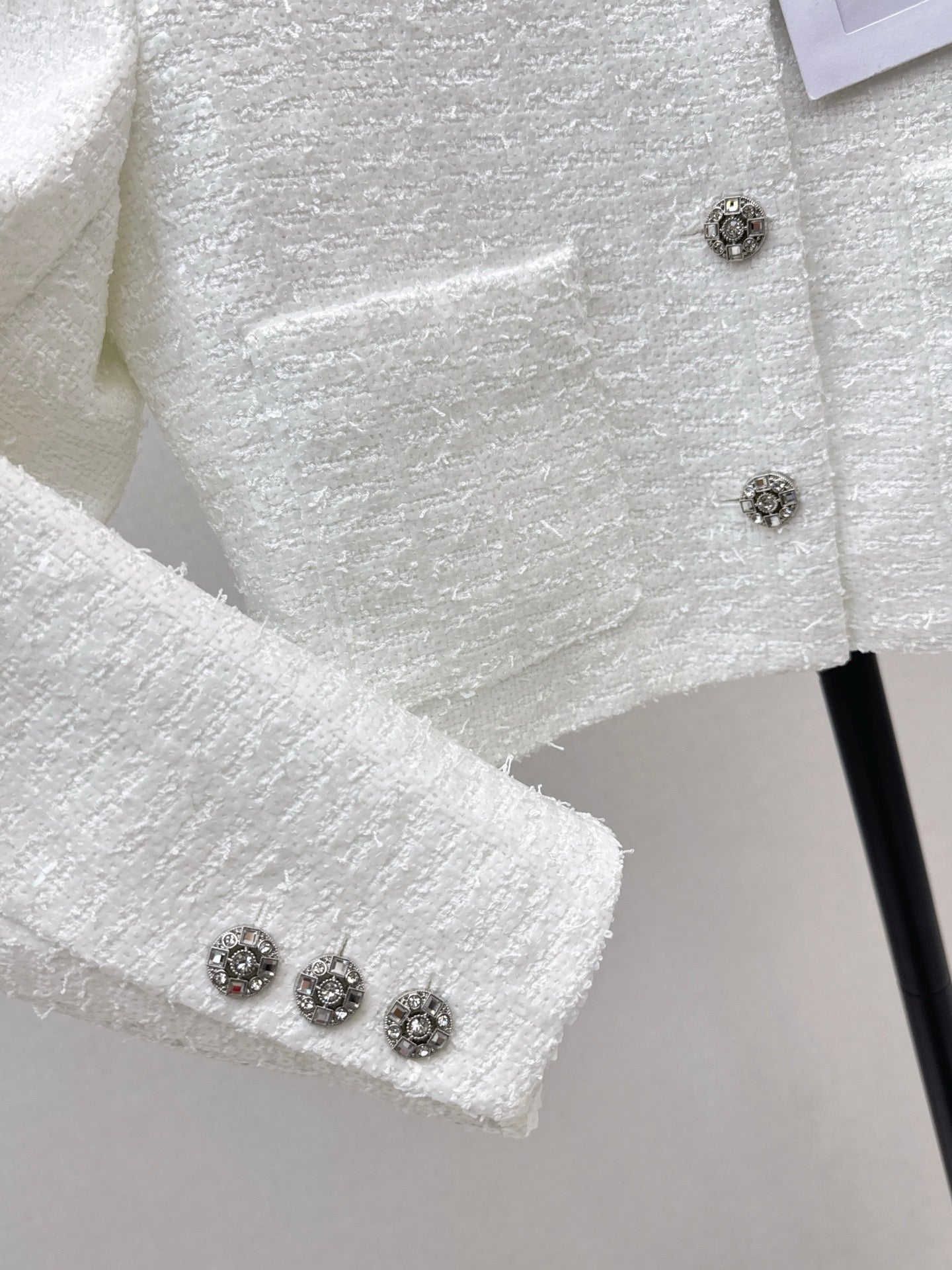 25fw Woven woolen tweed long sleeved jacket