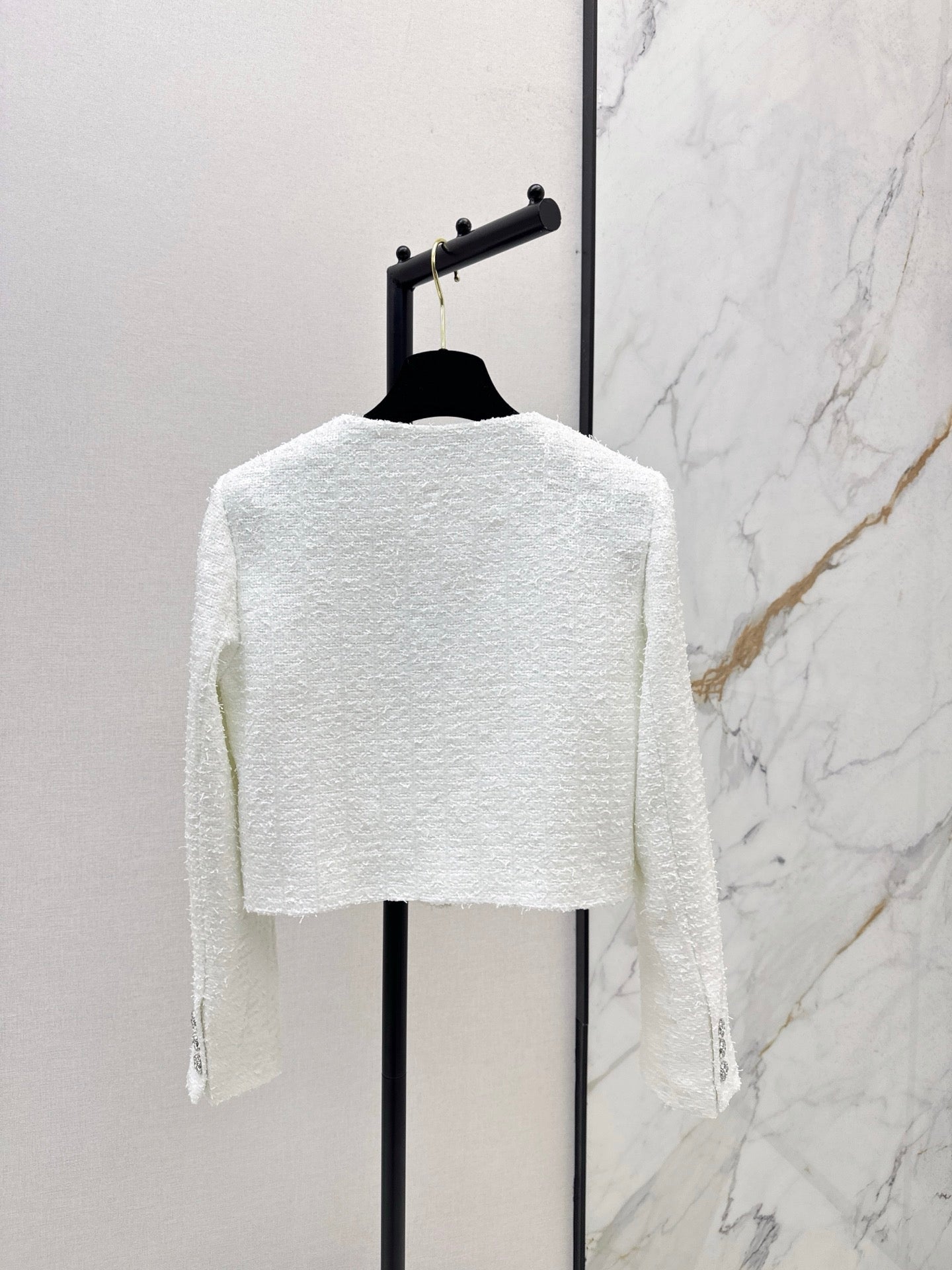 25fw Woven woolen tweed long sleeved jacket