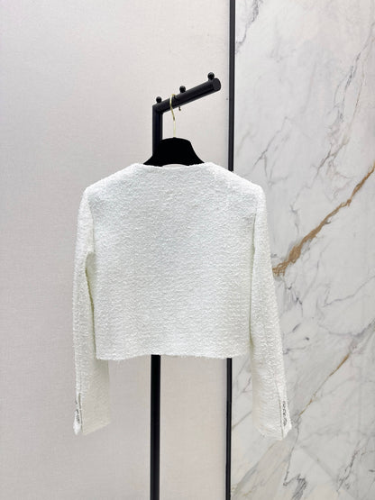 25fw Woven woolen tweed long sleeved jacket