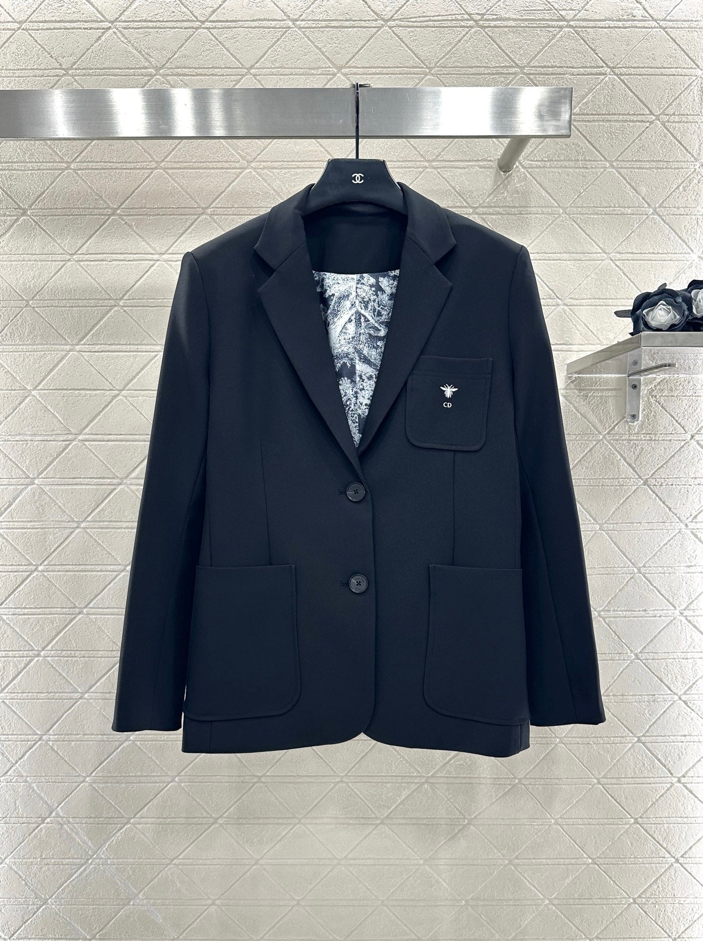 25fw Embroidered pocket suit jacket