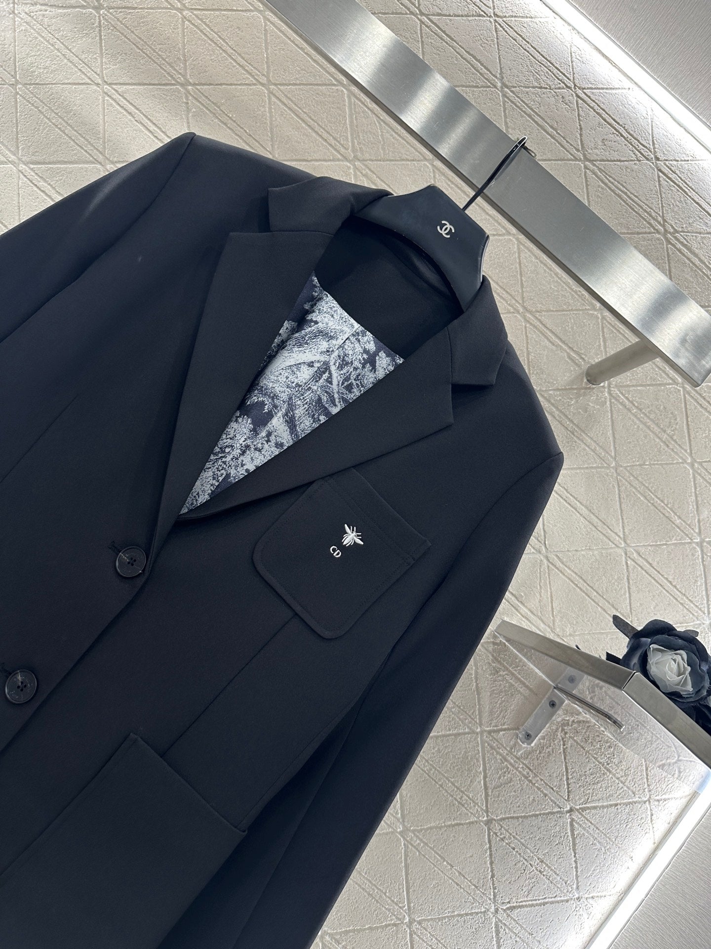 25fw Embroidered pocket suit jacket