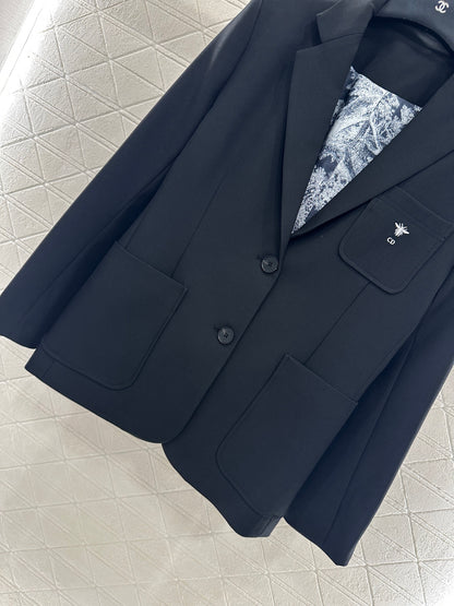 25fw Embroidered pocket suit jacket