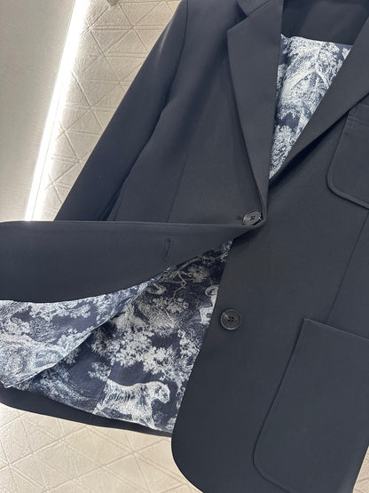 25fw Embroidered pocket suit jacket