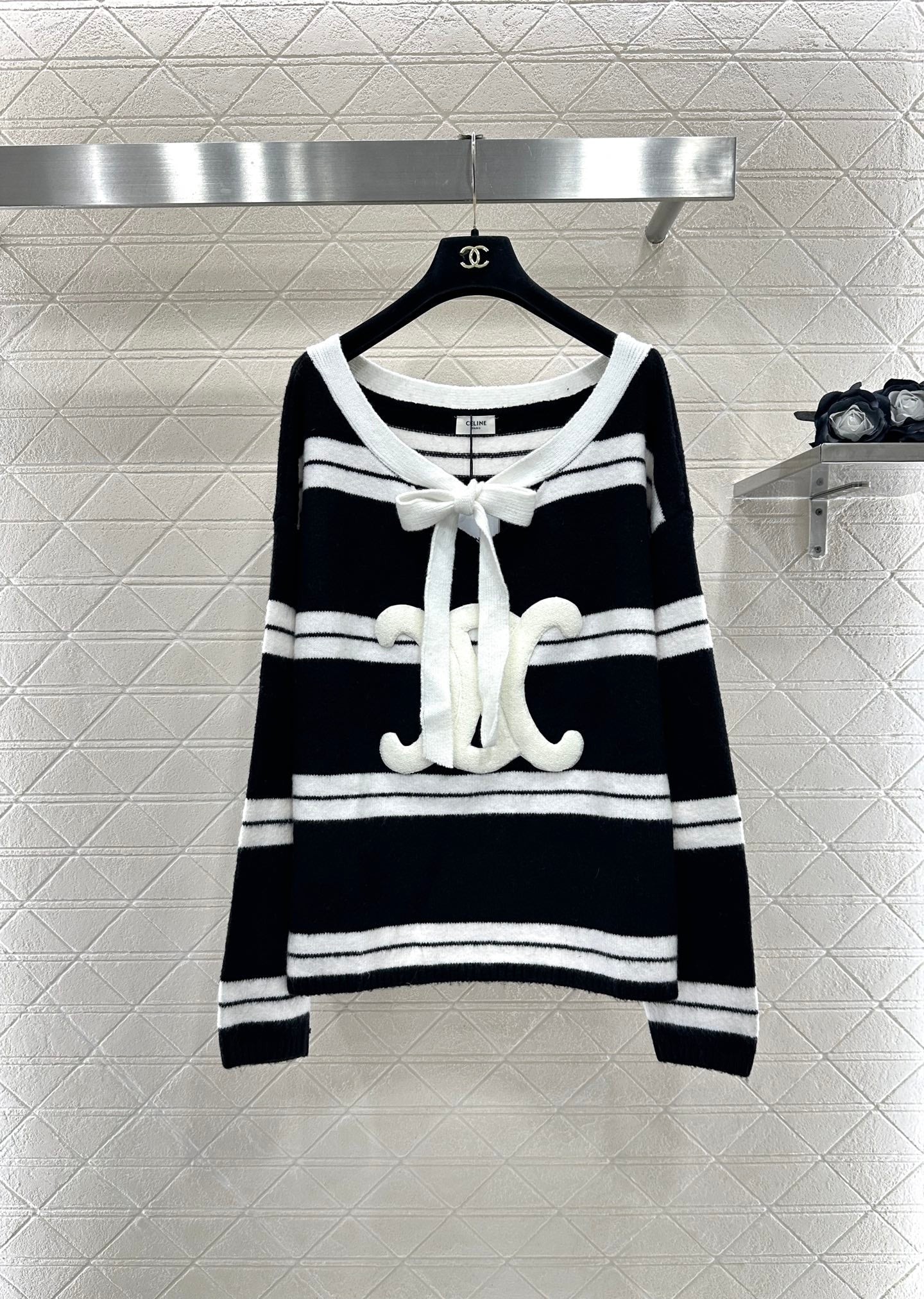 25fw Striped Knitted Top and Shorts Set