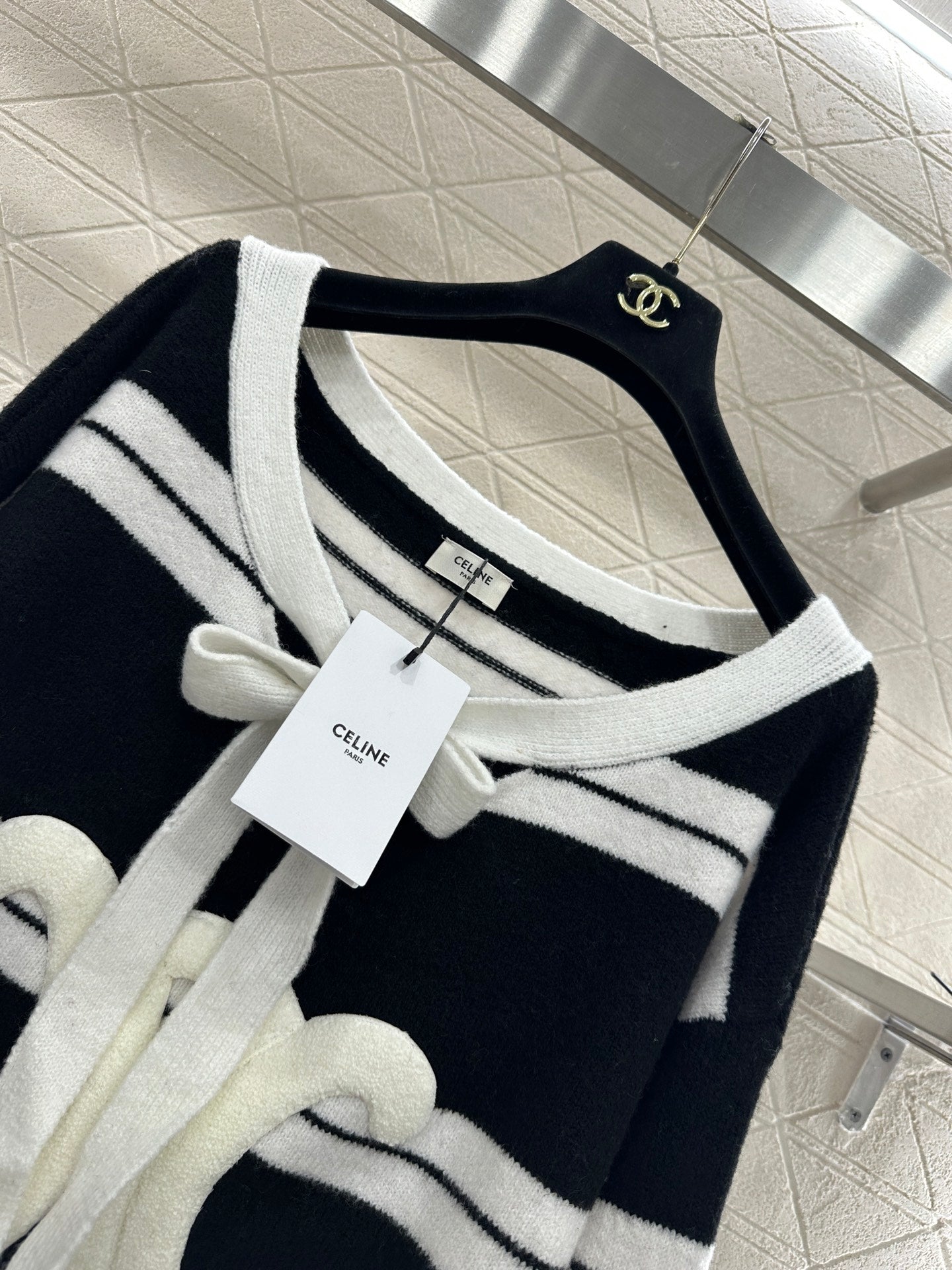 25fw Striped Knitted Top and Shorts Set