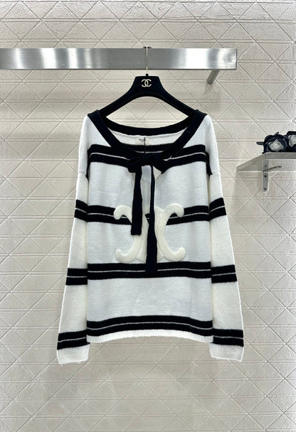 25fw Striped Knitted Top and Shorts Set