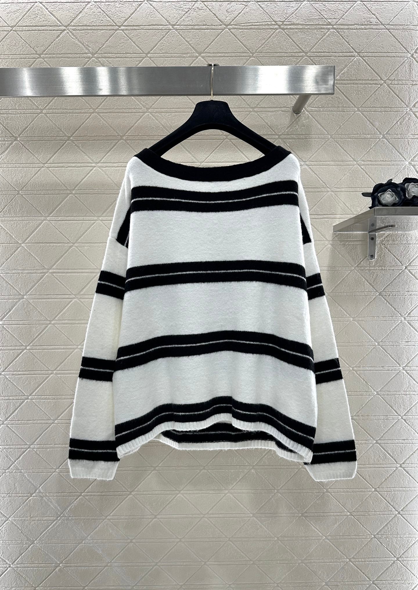 25fw Striped Knitted Top and Shorts Set