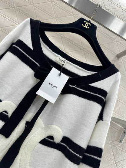 25fw Striped Knitted Top and Shorts Set