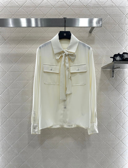 25fw Butterfly bow ribbon shirt and pants set