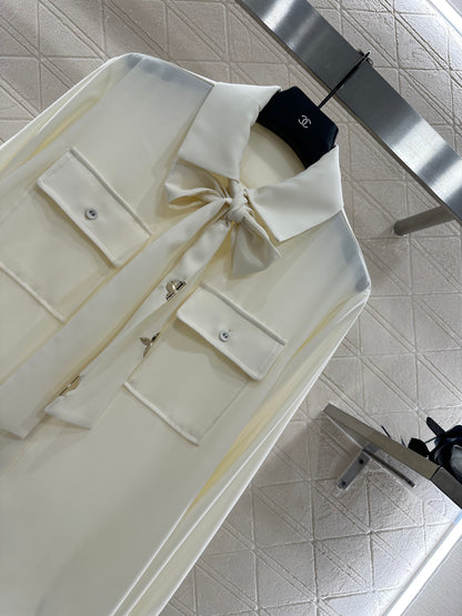 25fw Butterfly bow ribbon shirt and pants set