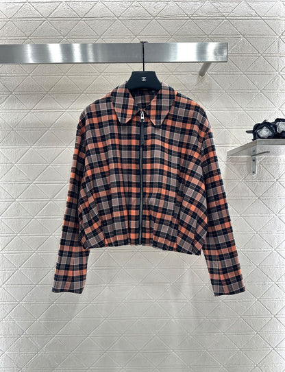 25fw Plaid zipper jacket