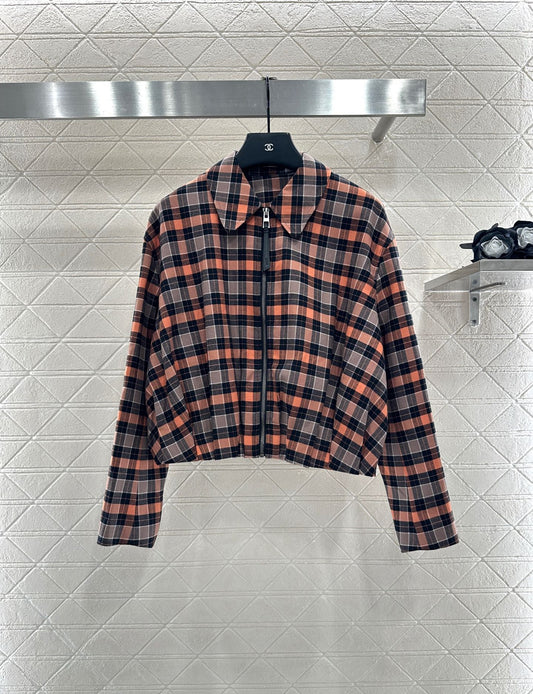 25fw Plaid zipper jacket