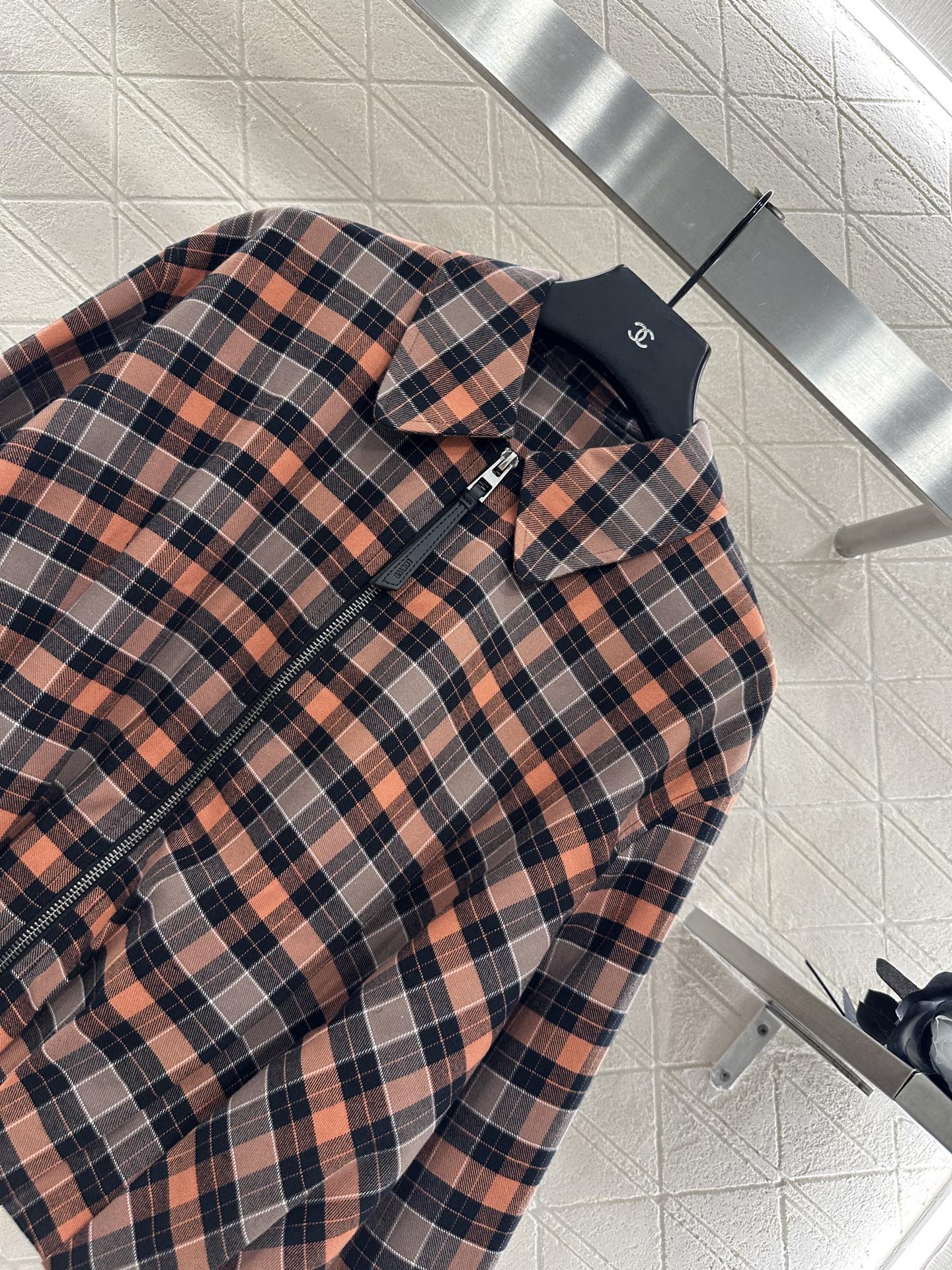 25fw Plaid zipper jacket