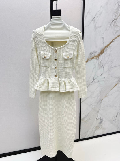 25fw Fake two-piece dress with wrapped buttocks