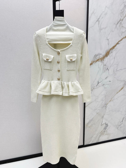 25fw Fake two-piece dress with wrapped buttocks