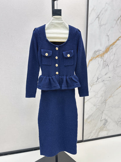 25fw Fake two-piece dress with wrapped buttocks