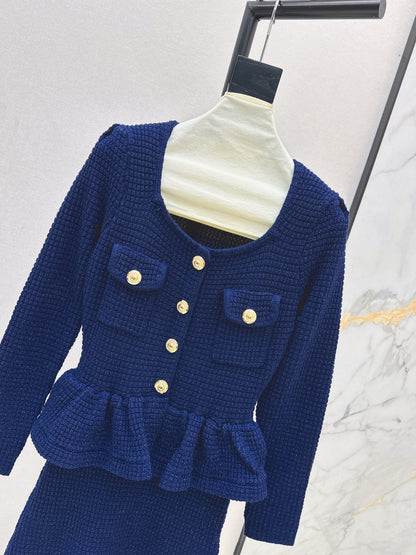 25fw Fake two-piece dress with wrapped buttocks