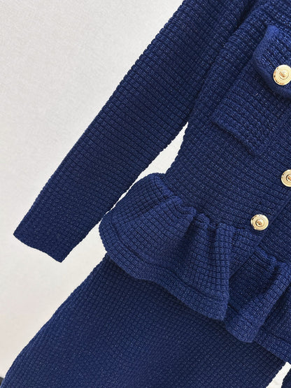 25fw Fake two-piece dress with wrapped buttocks