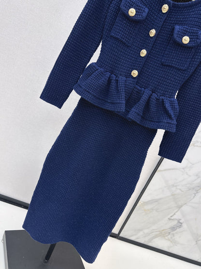 25fw Fake two-piece dress with wrapped buttocks