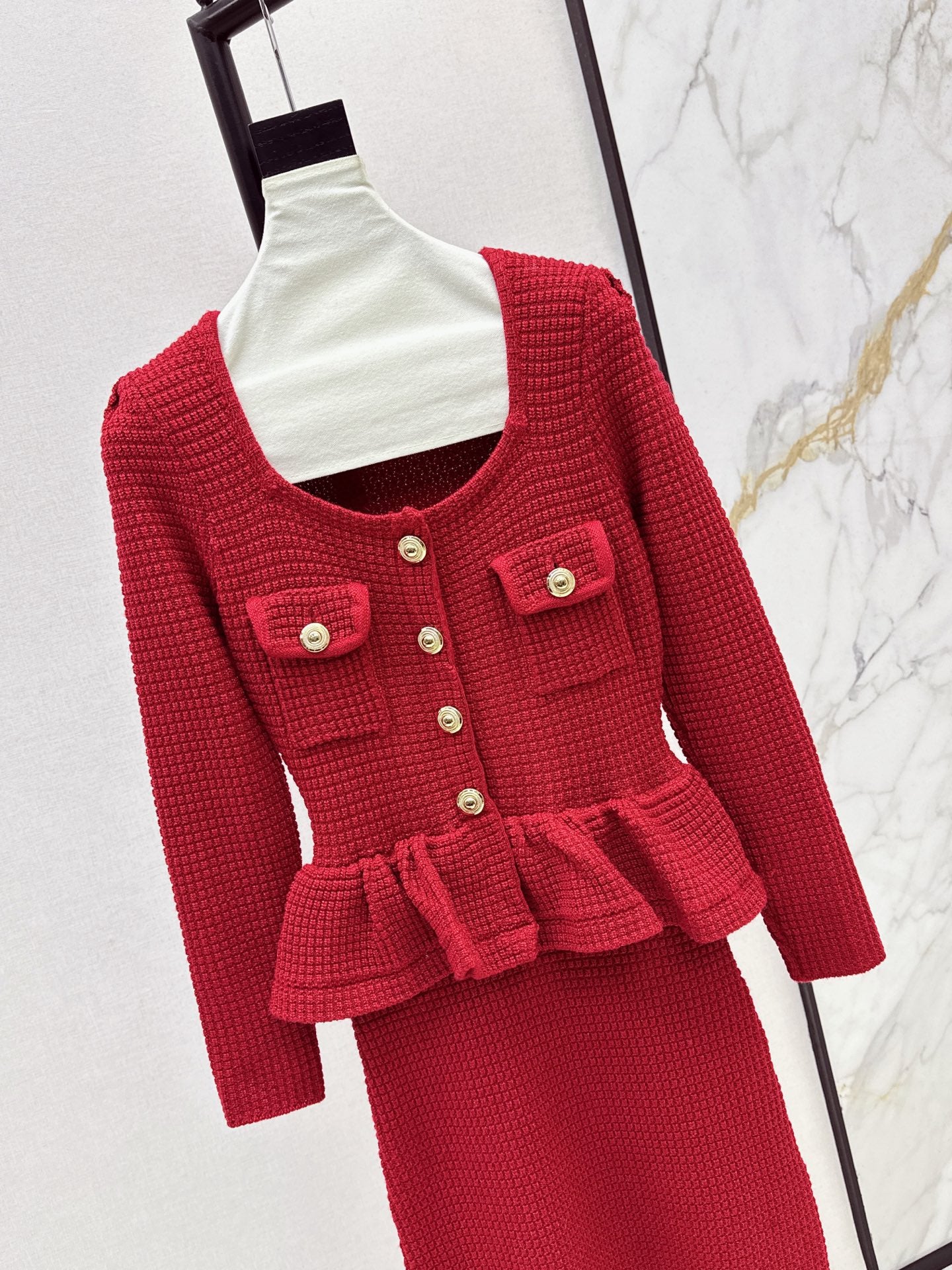 25fw Fake two-piece dress with wrapped buttocks