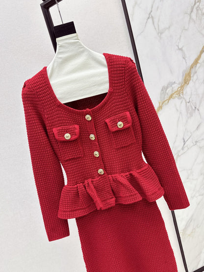 25fw Fake two-piece dress with wrapped buttocks