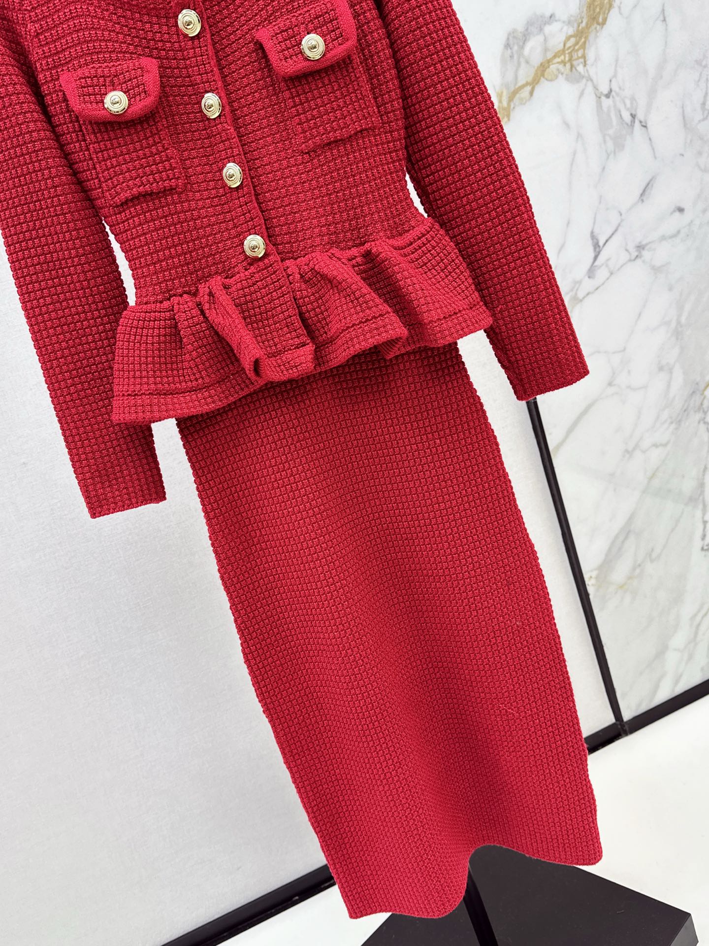 25fw Fake two-piece dress with wrapped buttocks