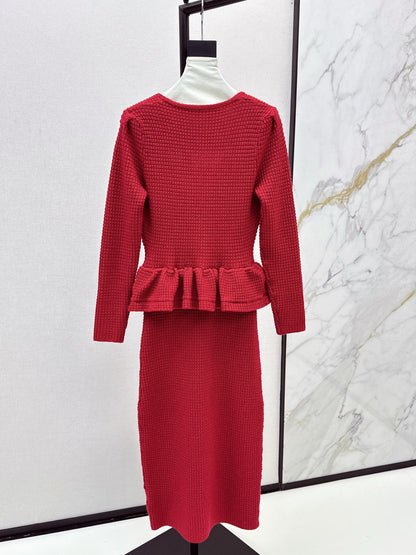 25fw Fake two-piece dress with wrapped buttocks