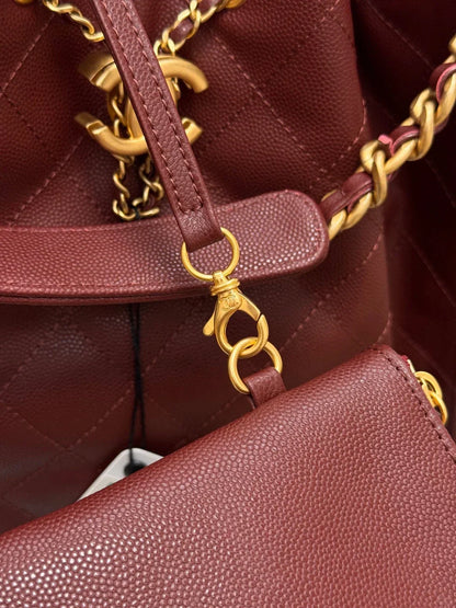 Drawstring bucket bag （Red）