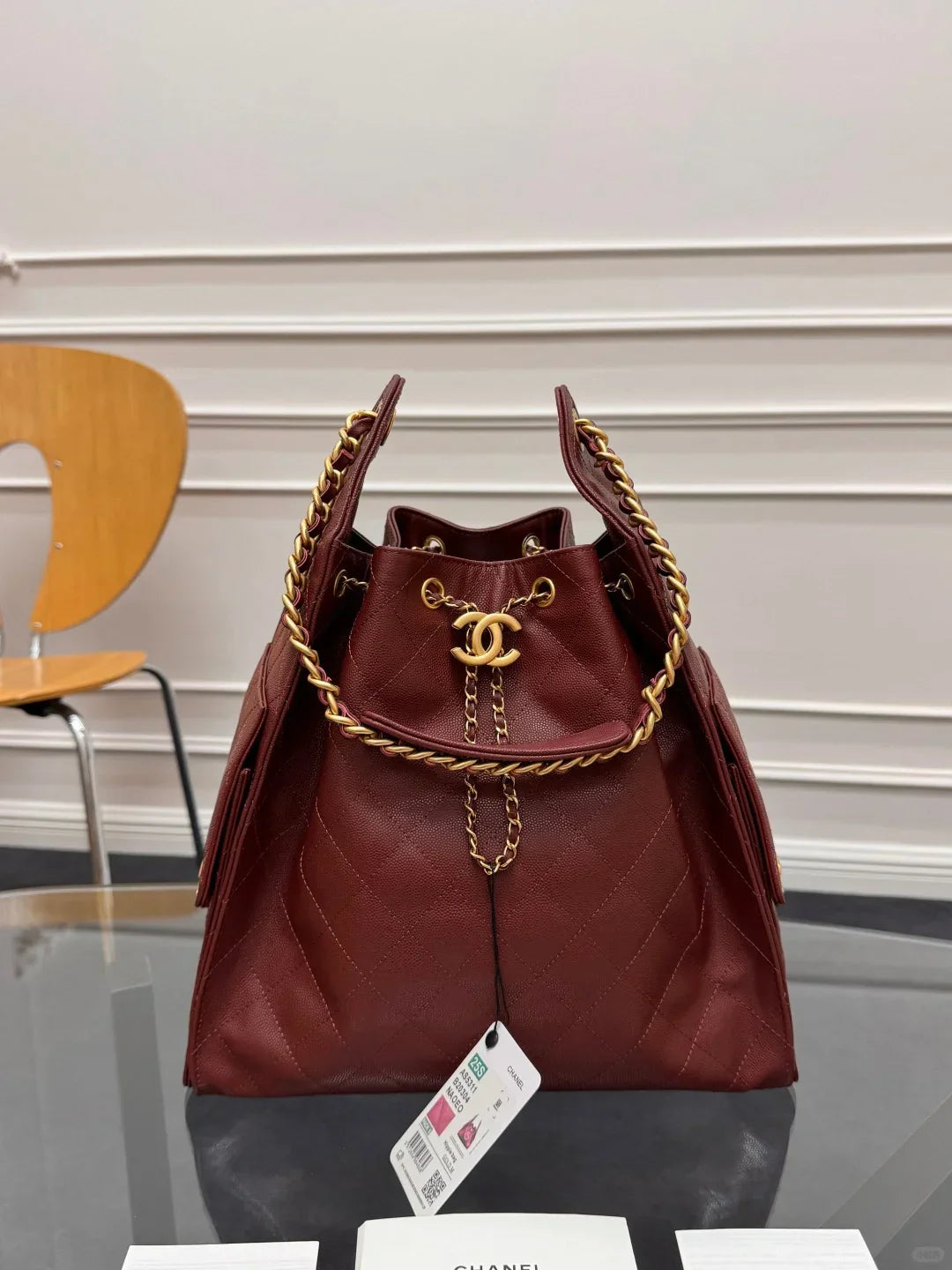 Drawstring bucket bag （Red）