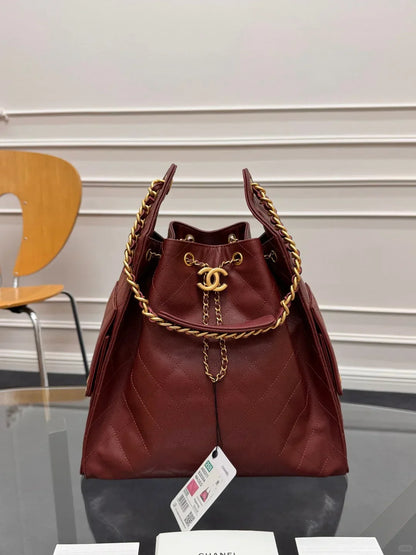 Drawstring bucket bag （Red）