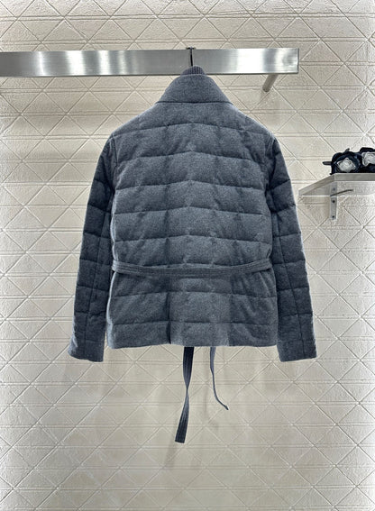 25fw Knitted high neck belt down jacket