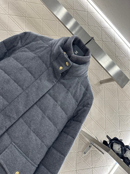 25fw Knitted high neck belt down jacket