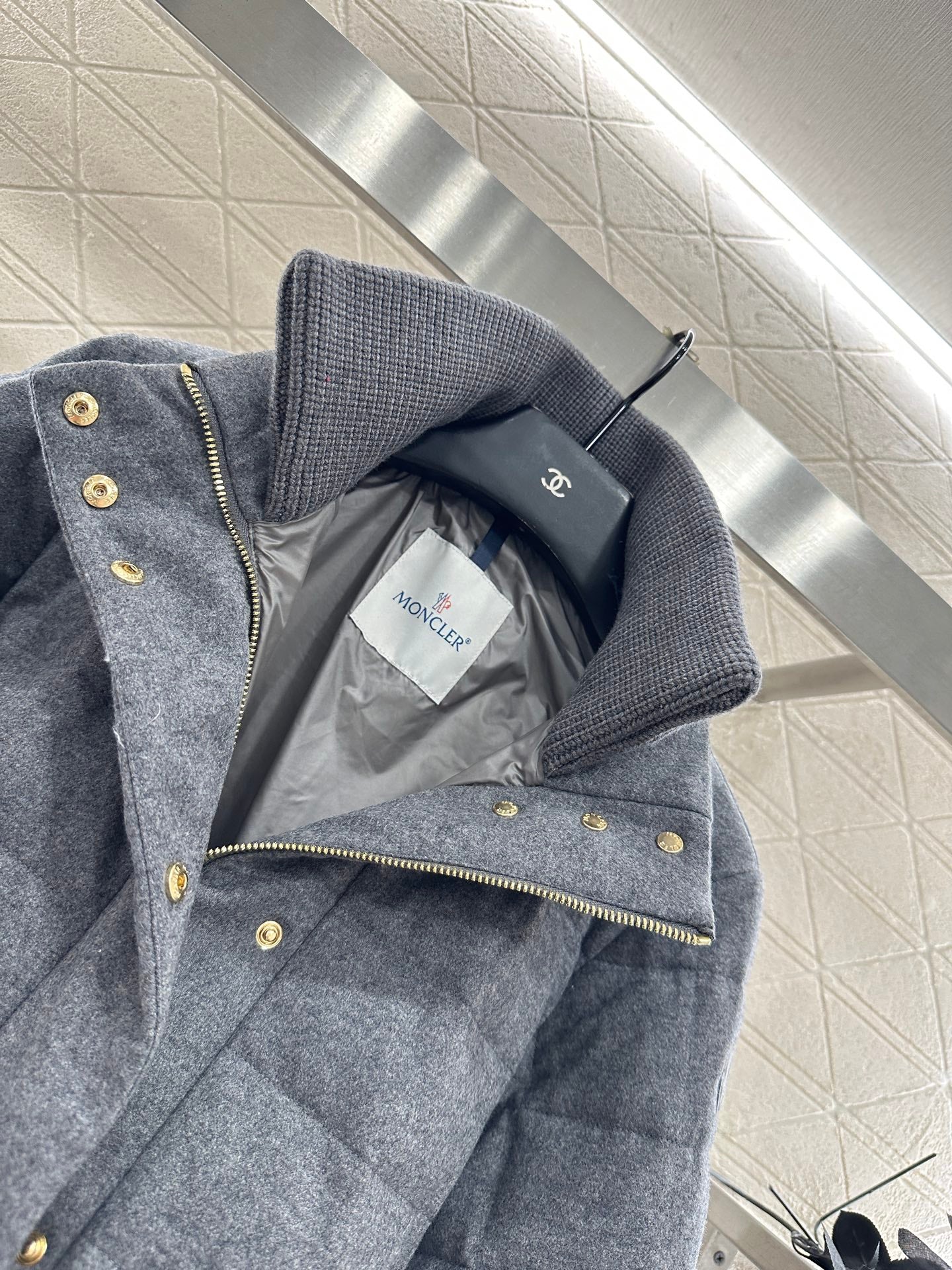 25fw Knitted high neck belt down jacket