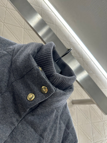 25fw Knitted high neck belt down jacket