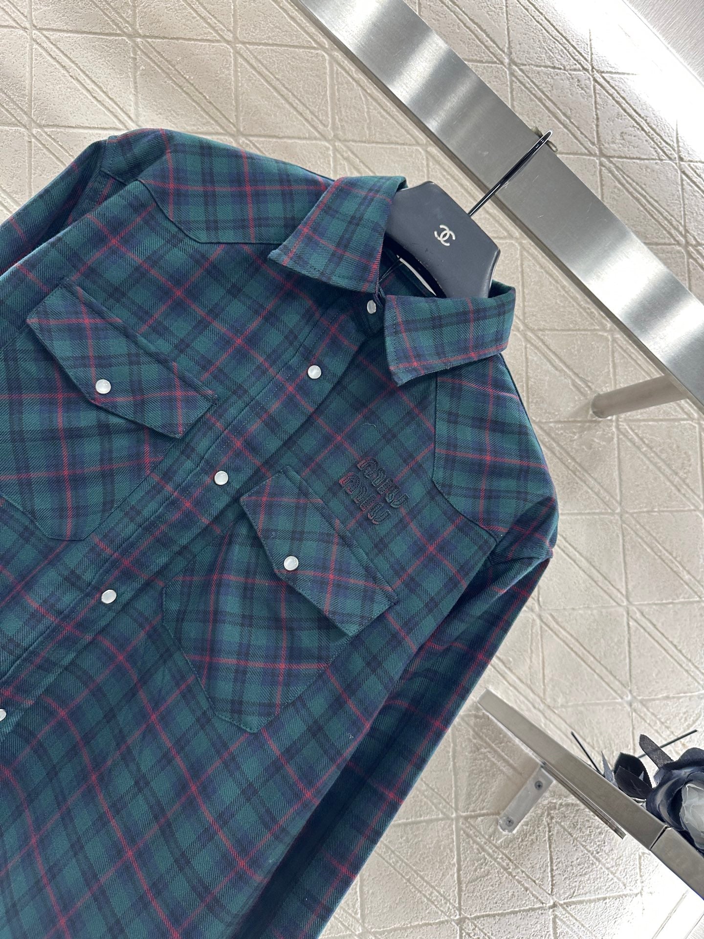 25fw Collar plaid shirt and pants set