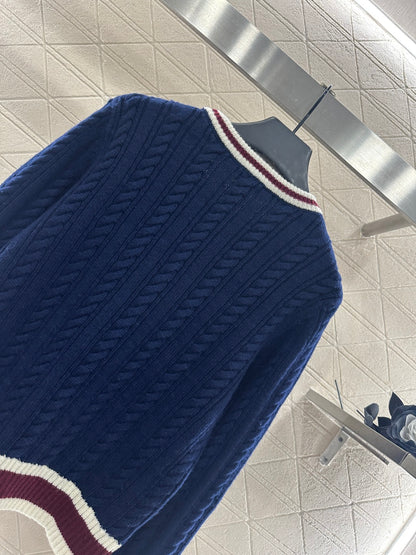 25fw Fried Dough Twists color contrast sweater