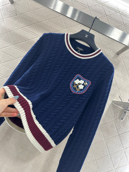 25fw Fried Dough Twists color contrast sweater