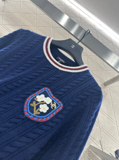 25fw Fried Dough Twists color contrast sweater