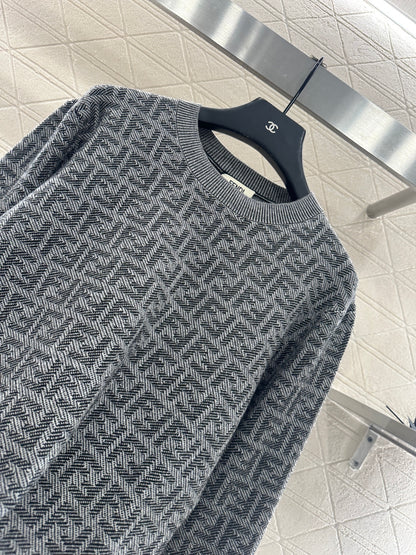 25fw Jacquard pullover knitted top