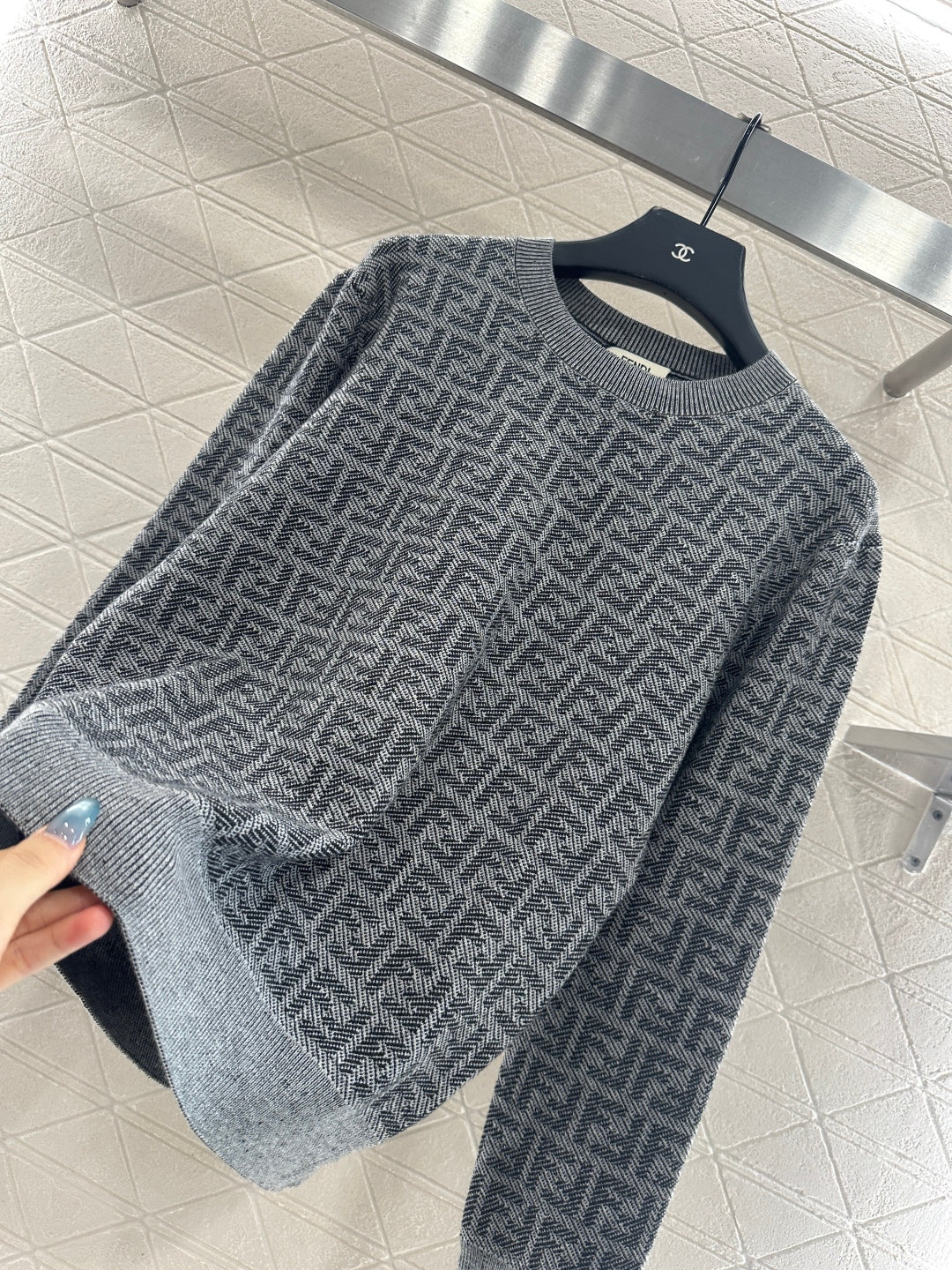 25fw Jacquard pullover knitted top