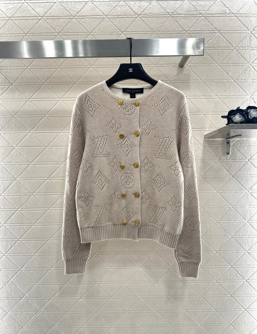 25fw Hollow knit breasted cardigan