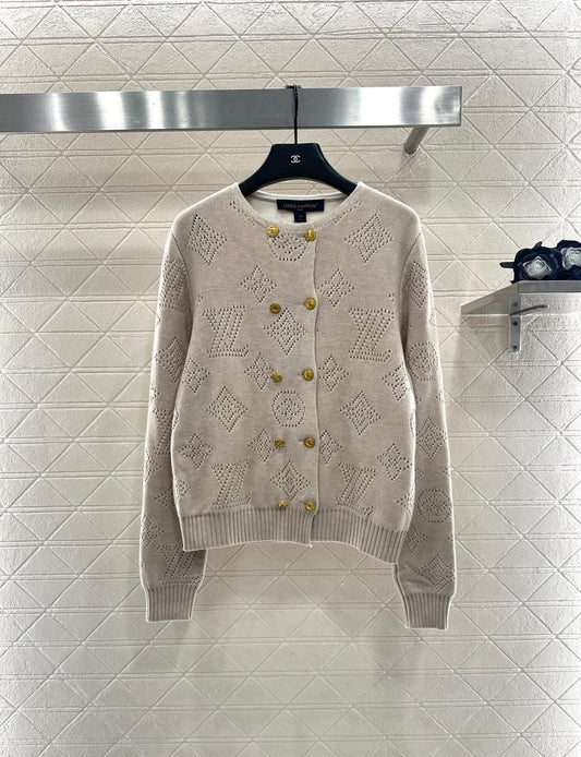 25fw Hollow knit breasted cardigan