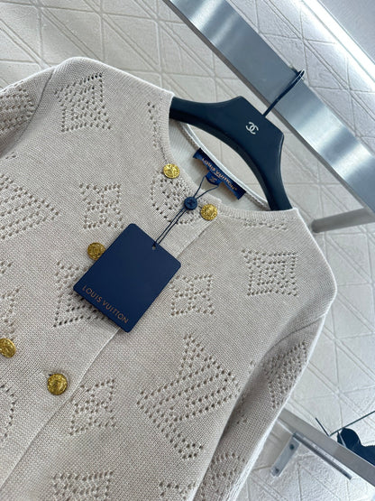 25fw Hollow knit breasted cardigan