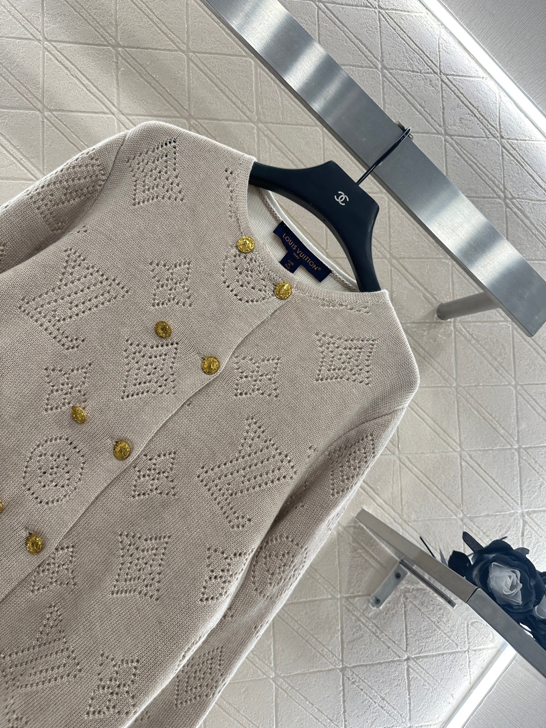 25fw Hollow knit breasted cardigan