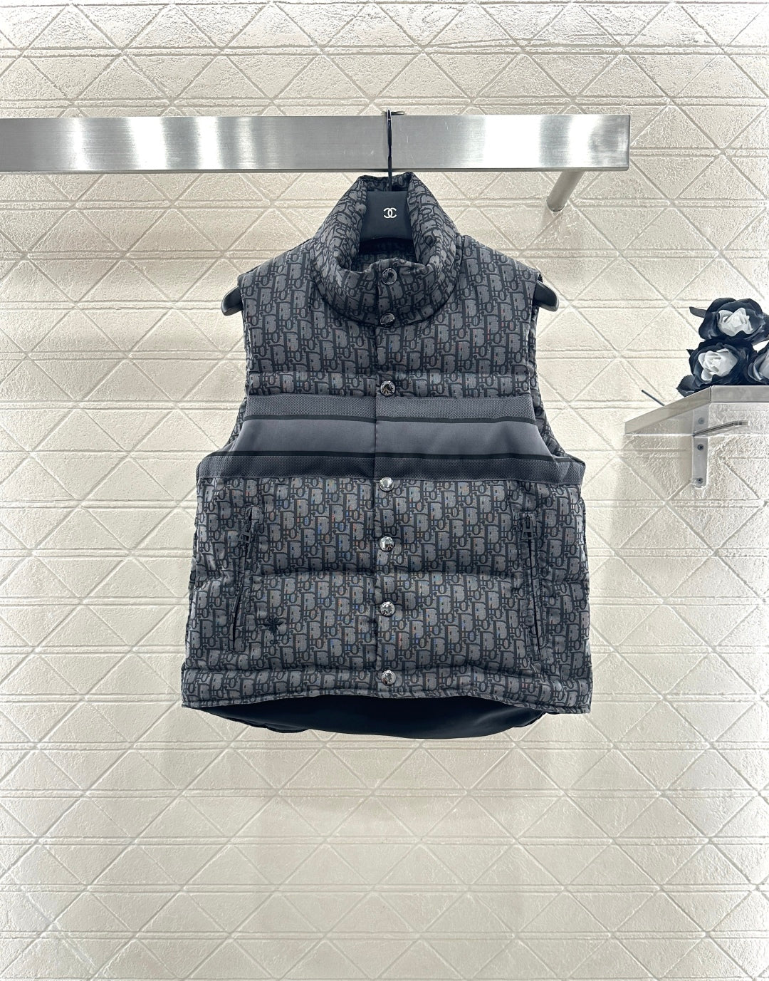 25fw Stand up collar jacquard down vest