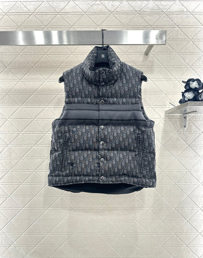 25fw Stand up collar jacquard down vest