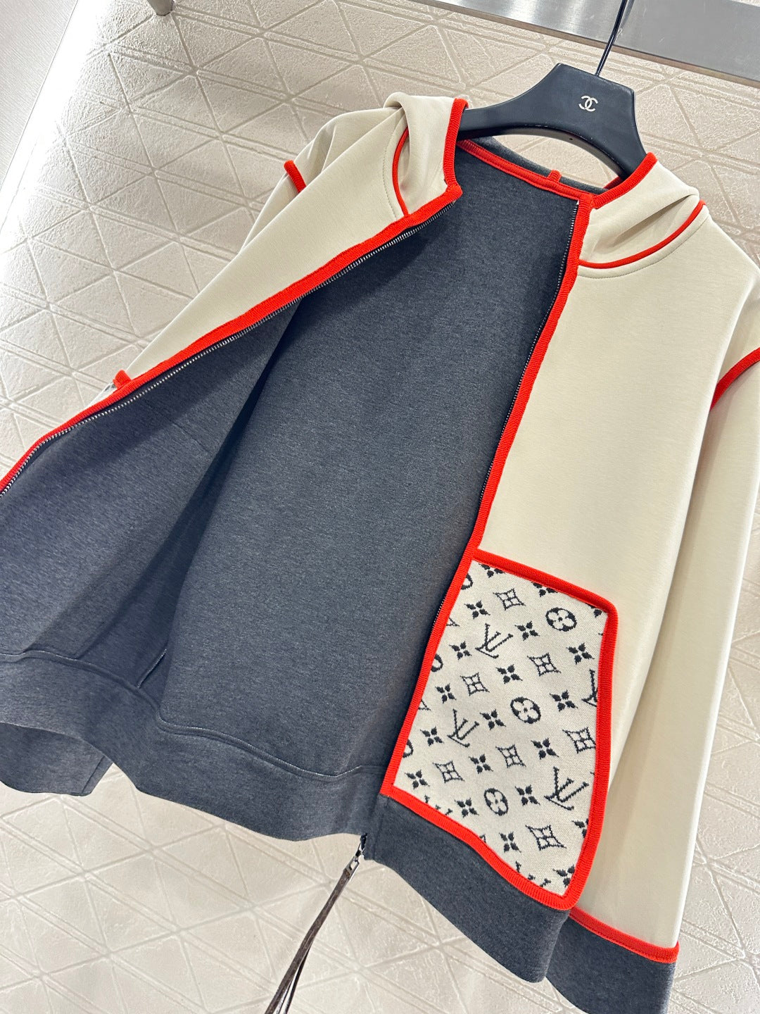 25fw Hooded Jacquard Coat Pants Set